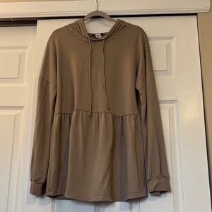 HEIMISH USA Beige Knit Top with Hood